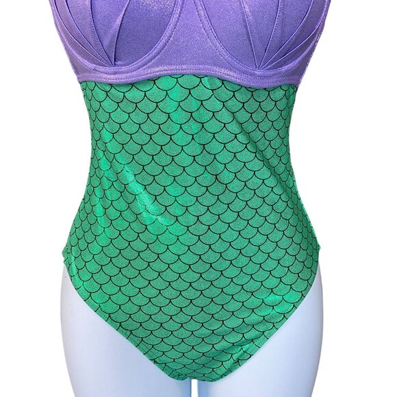 Disney The Little Mermaid Ariel Swimsuit Halter Ties Underwire Padded XS NWOT - Picture 3 of 9